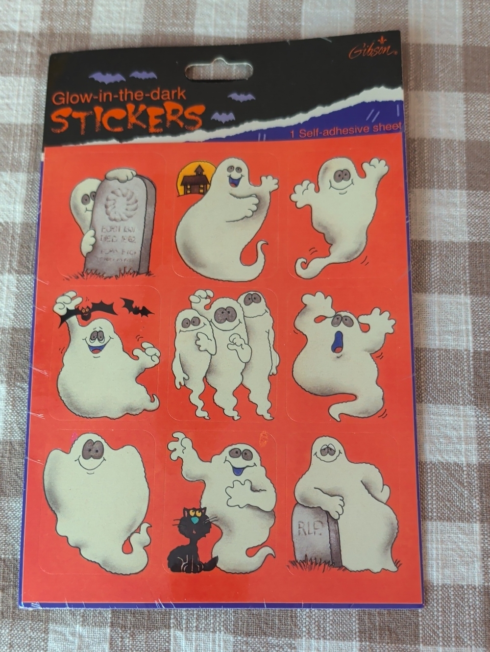 Vintage Stickers Halloween Glow In The Dark Ghosts Gibson Greetings New/Sealed